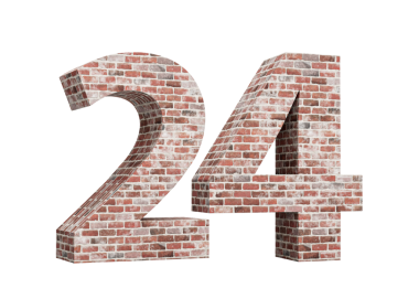 24 numara. Eski Grunge Duvarı 'ndan yapılmış 24 basamak. 3 boyutlu resim.