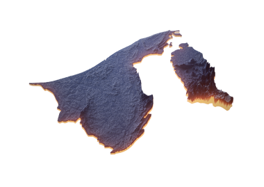 Işıklandırılmış Brunei Veri Haritası Coğrafi Özellikleri Vurguluyor Neon Işıklı 3B Görüntü