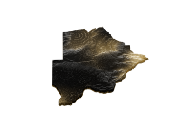 Botswana Haritası Altın Metalik Doku Haritası Altın Rezervleri ve Altın Madencilik Konsepsiyonu 3B İllüstrasyon