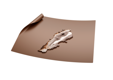 Lübnan 'ın Eski Tarz Haritası Kahverengiye Döndürülmemiş Harita Kağıt Kağıt Kağıt Tabaka 3D Görüntü