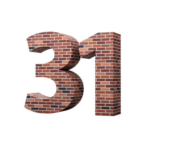 Tuğla Duvarı Numara 31 Renkli Tuğla Duvarı 3D Görüntü