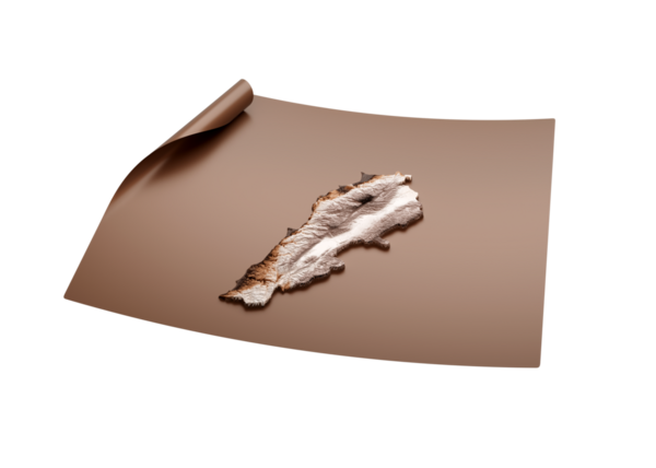 Lübnan 'ın Eski Tarz Haritası Kahverengiye Döndürülmemiş Harita Kağıt Kağıt Kağıt Tabaka 3D Görüntü