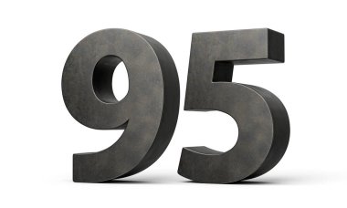 Doksan beş numara 95 basamak Gri Demir döküm Beyaz Arkaplan 3 boyutlu Görüntü