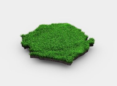 Sierra Leone Haritası toprak jeoloji bölümü yeşil çimen ve kaya zemin dokusu 3d illüstrasyon