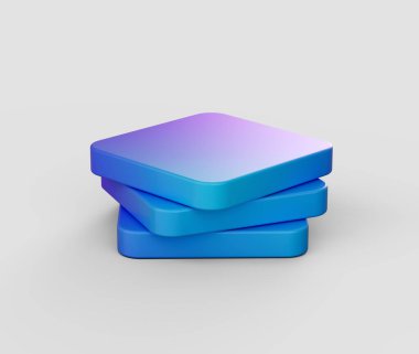 Modern tarzda simetrik olarak sıralanmış pürüzsüz, beyaz kare bloklar yığını. 3d illüstrasyon