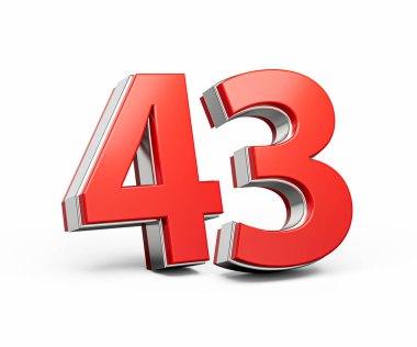 Kalın Kırmızı 43 numara Metalik Arkaplanda 3 boyutlu Görüntü