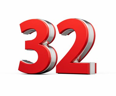 Kalın Kırmızı 32 numara Metalik Arkaplan 3D Görüntü