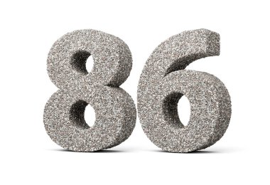 Seksen altı numara, kaya parçalarından ya da beyaz arkaplandaki mezar taşlarından yapılmış 86 basamak.