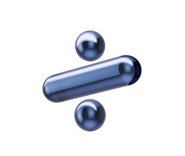 Parlak koyu mavi bölme sembolü, parlak yansımaları ve metalik bir kaplaması var. 3d illüstrasyon