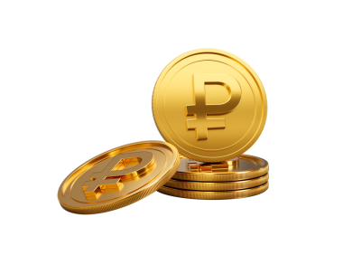 3D Altın Rus Rublesi Yığını Parlak Yuvarlak Paralar Yığını 3D İllüstrasyon