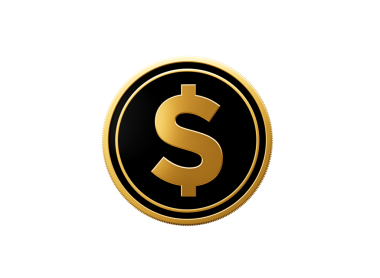 Parlak Altın ve Siyah Yuvarlak ABD Doları Para 3D Görüntü