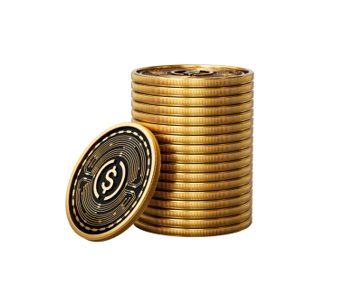 Altın Kripto Para Yığını USDC Yuvarlak Sikkeler Yığını 3D İllüstrasyon