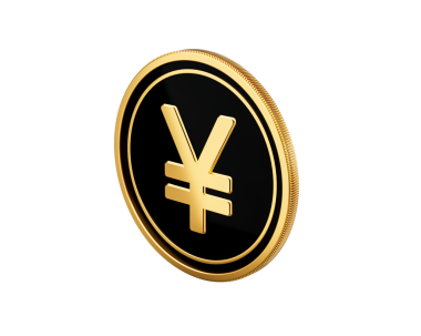 Parlak Altın ve Siyah Yuvarlak Japon Yen Parası 3D Görüntü