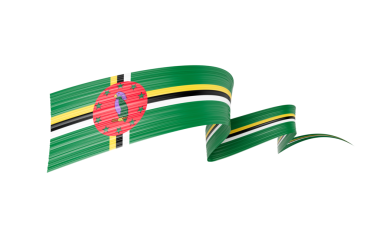 Dominica 'nın 3d Bayrağı 3d Dalgalı Parlak Dominica Kurdelesi 3d Görüntü