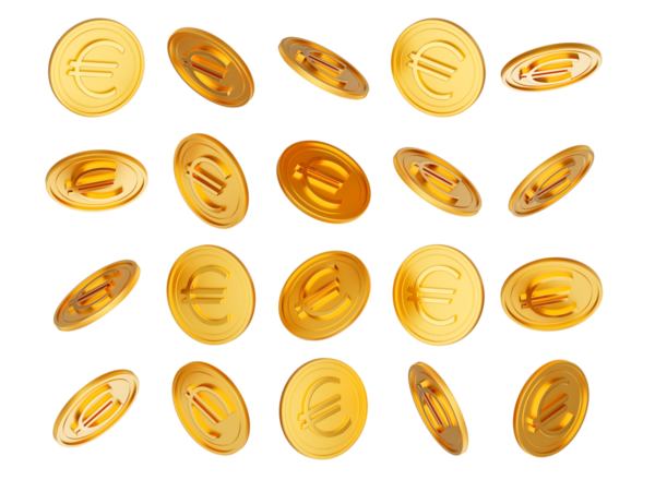 3d Düşen Altın Parlak Avrupa Yuvarlak Paralar 3d Görüntü