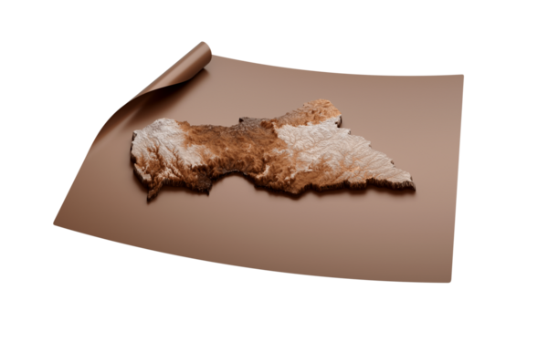 Orta Afrika Eski Tarzı Haritası Açık Harita Kağıt Çarşafı Üzerinde Kahverengi, 3D Görüntü