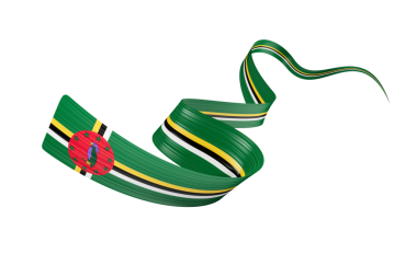 Dominica 'nın 3d Bayrağı Sallanan Parlak Dominica Kurdelesi 3d Görüntü