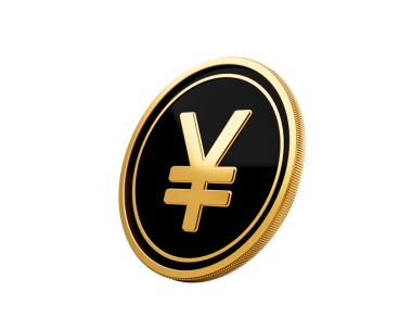Parlak Altın ve Siyah Yuvarlak Japon Yen Parası 3D Görüntü