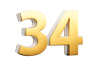 3D Altın Parlak 34 numara Gümüş Çizgili 34 numara
