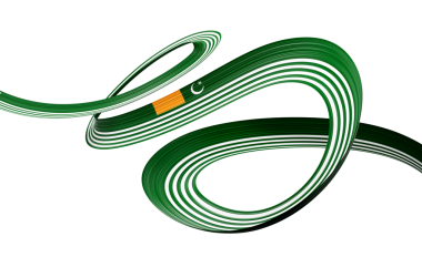 Kashmir 'in 3d bayrağı hilal ay ve yıldızlı parlak dalgalı kurdele. 3B Görüntü.