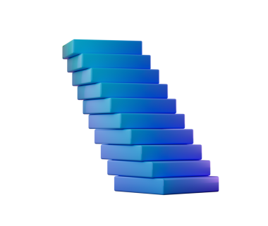 Mavi dikdörtgen bloklar yığını. Eğik bir kule etkisi yaratmak için hafif dengeli. 3B Görüntü