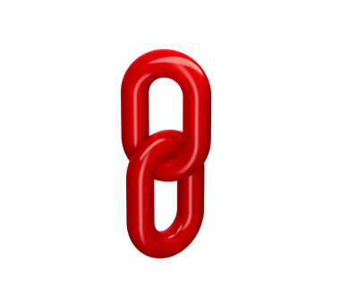 Üç boyutlu kırmızı zincir halka simgesi, parlak bir bitiş ile bağlantı ve birliği sembolize ediyor. 3d illüstrasyon