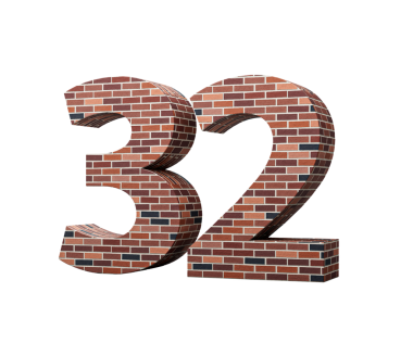 Tuğla Duvarı Numara 32 32 Renkli Tuğla Duvarı 3D Görüntü