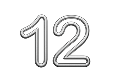 12 Numara: Gümüş Metalik Beyaz Arkaplan 3B Görüntü