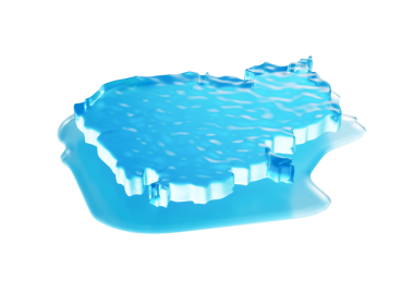 Kamboçya 'nın Su Haritası Küresel Isınma Buzulu Derin Okyanusta Eriyen Mavi Su 3D Görüntü