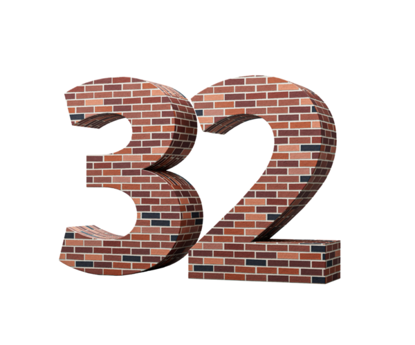 Tuğla Duvarı Numara 32 32 Renkli Tuğla Duvarı 3D Görüntü