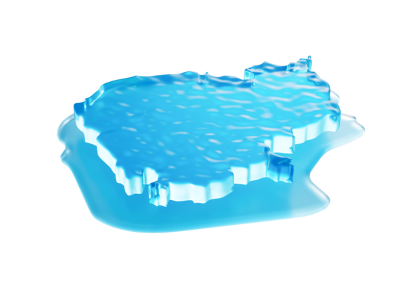 Kamboçya 'nın Su Haritası Küresel Isınma Buzulu Derin Okyanusta Eriyen Mavi Su 3D Görüntü