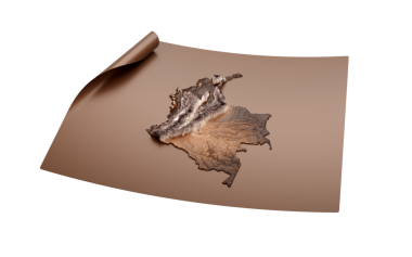 Kolombiya Haritası Eski Tarz Kahverengi Açık Harita Kağıt Çarşafı, 3 boyutlu illüstrasyon