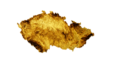 Çek Cumhuriyeti Altın Metal Renk Haritası 3d illüstrasyon