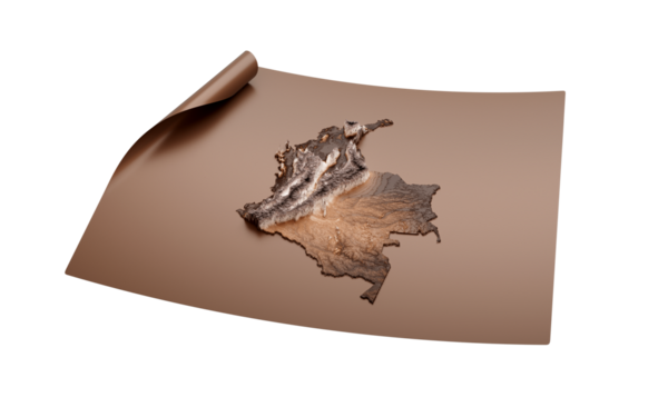 Kolombiya Haritası Eski Tarz Kahverengi Açık Harita Kağıt Çarşafı, 3 boyutlu illüstrasyon