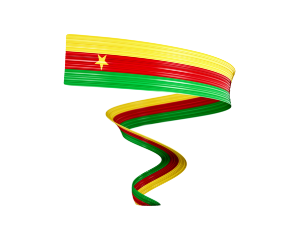 3D Kamerun Bayrağı 3d Parlak Dalgalı Bayrak Kurdelesi, 3D Görüntü