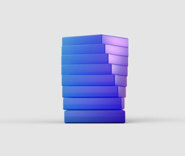 Bir yığın beyaz dikdörtgen blok, biraz çarpık bir şekilde sıralanmış. 3B Görüntü