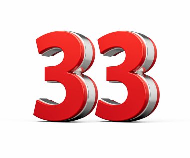 Kalın Kırmızı 33 numara Metalik Arkaplan 3D Görüntü