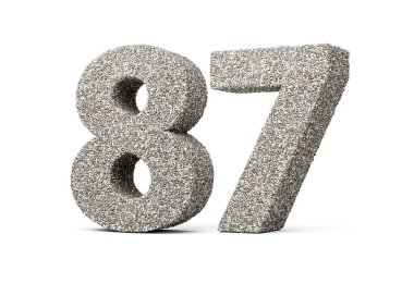 Seksen yedi numara, kaya parçalarından ya da beyaz arkaplandaki çakıllardan yapılmış 87 basamak.