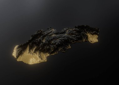 Slovakya Altın Metalik Doku Haritası Altın Rezervleri ve Altın Madencilik Konsepti 3B İllüstrasyon