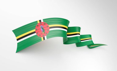 Dominica 'nın 3d. Bayrağı Sallanan Dalgalı Kurdele Beyaz Arkaplanda İzole Edildi 3d Görüntü