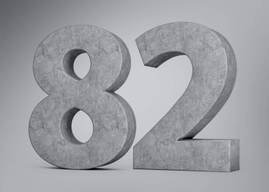 3D Beton Numara 82 Gri Beton Taş Gri Arka plan 3D İllüstrasyon