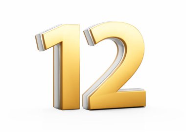 3 Boyutlu Altın Parlak 12 Numaralı Gümüş Dış Hatlar 3 Boyutlu Görüntü