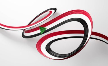 Sudan 'ın 3d Bayrağı 3d Parlak Dalgalı Sudan Bayrakları Beyaz Arkaplanda 3d Görüntü