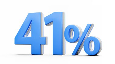 Beyaz Arkaplanda Metalik Işıltılı% 41% Mavi İşaret 3B Görüntü