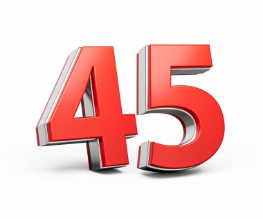 Kalın Kırmızı Numara 45 Beyaz Arkaplanda Metalik Görüntü
