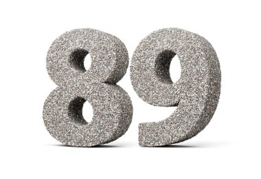 Seksen dokuz numara kaya parçalarından ya da beyaz arkaplandaki çakıllardan yapılmış 89 basamak.