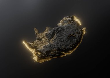 Güney Afrika Altın Metalik Doku Haritası Altın Rezervleri ve Altın Madencilik Konsepti 3B İllüstrasyon