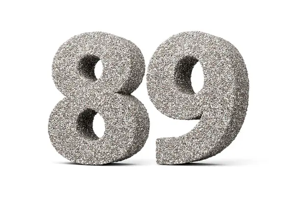 Seksen dokuz numara kaya parçalarından ya da beyaz arkaplandaki çakıllardan yapılmış 89 basamak.