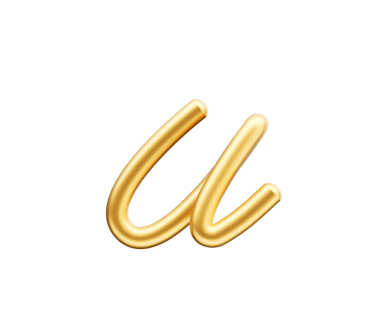 3d Altın Parlak Harf u Alfabe u Yuvarlak Şişirilebilir Yazı Tipi 3d Görüntü