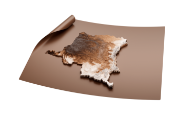 Kongo 'nun Eski Tarz Haritası Kahverengiye Döndürülmemiş Harita Kağıt Çarşafı, 3 boyutlu illüstrasyon